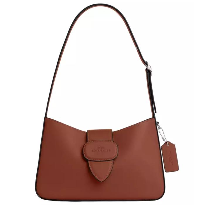 COSEY Coach Eliza Shoulder Bag With Leather Covered Closure Redwood -