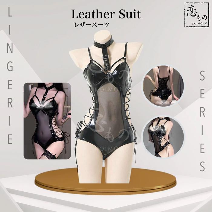 KOIMONO Leather Suit - Lingerie Bodysuit Latex Kulit Leather Kostum Cosplay Baju Tidur Wanita