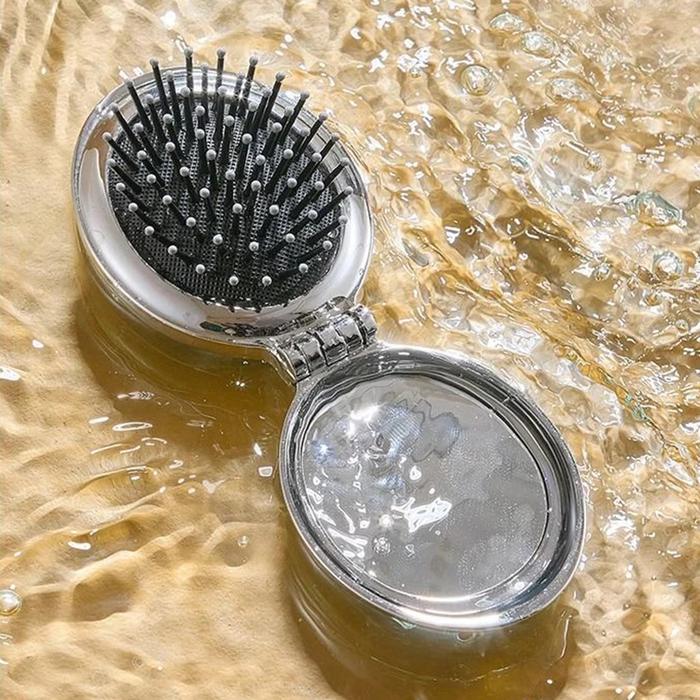2 In1 Sisir Saku Lipat Portable Sisir Rambut Lipat Dengan Cermin Kaca Mini Sisir Rambut Cermin Trave