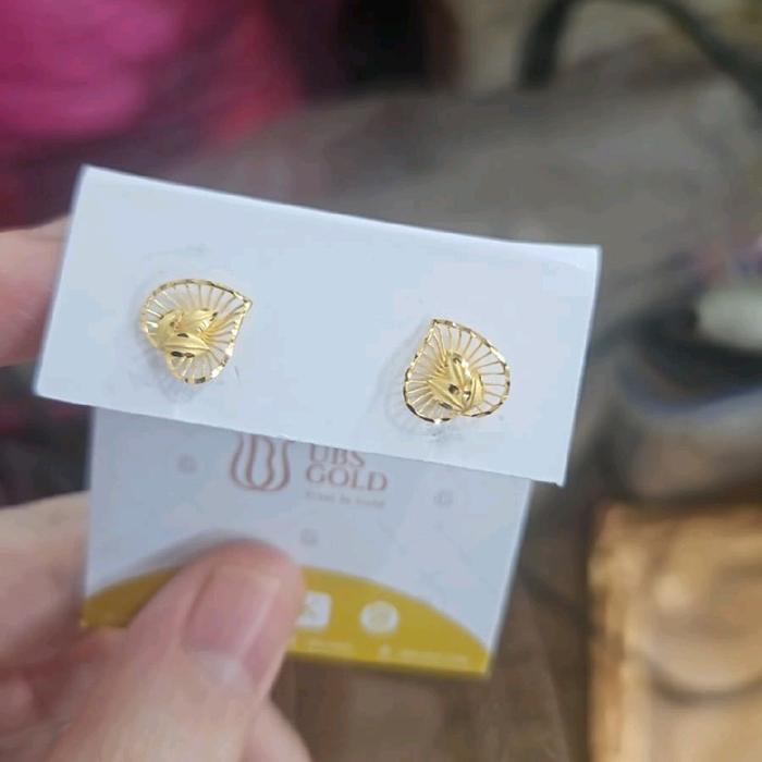 giwang anting tindik tusuk kendari love hati emas asli ubs 700 70%
