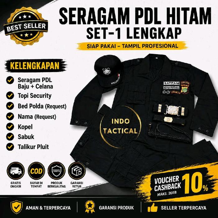 SERAGAM PDL HITAM SATPAM, BRIMOB, BAJU SETELAN PDL SECURITY SERAGAM PDL SATPAM PDL HITAM SECURITY