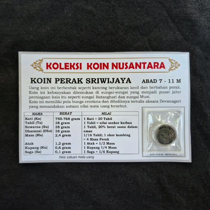 Uang Koin Perak Kerajaan Sriwijaya (abad 7-11 Masehi)+ Folder