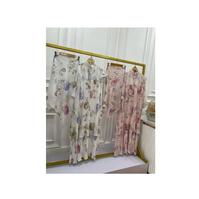 Gamis Ceruty Plisket Set Hijab By Meijiwang