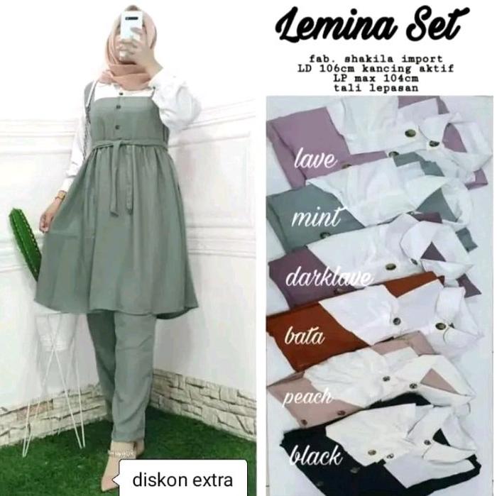 Terbaru Setelan lemina bahan moscrepe tebel adem nyaman lembut dipakai one set lemina setelan lemina