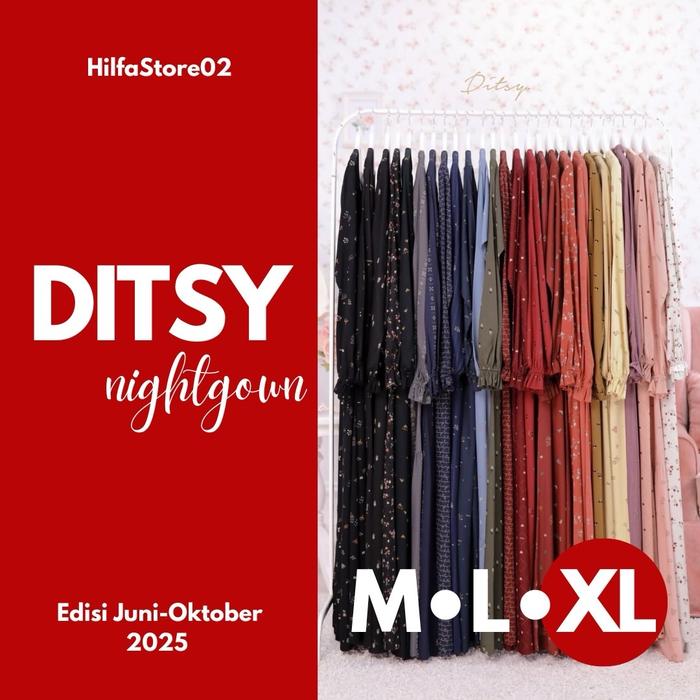 DITSY Nightgown Size M L XL - Daster Viscose - Dress Bumil Busui - Gamis Ditsy by Ditsy Official