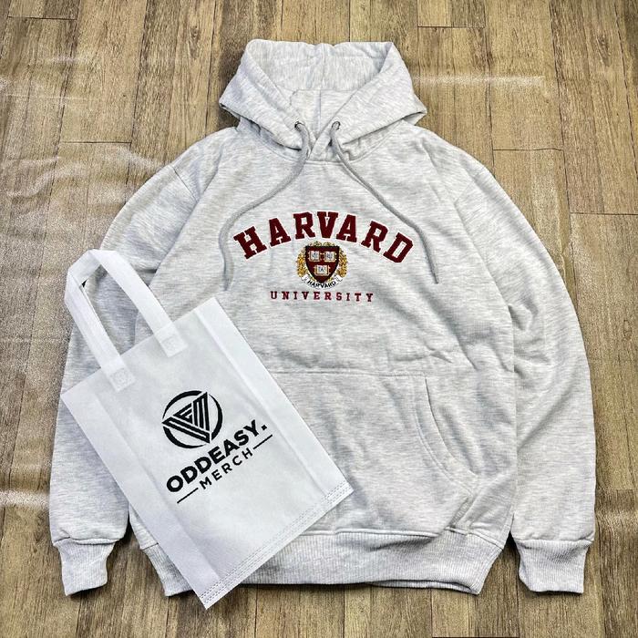 Hoodie universitas HARVARD BORDIR bonus tas Pria Sweater Wanita Distro Unisex Hitam Cowok Tebal Lemb