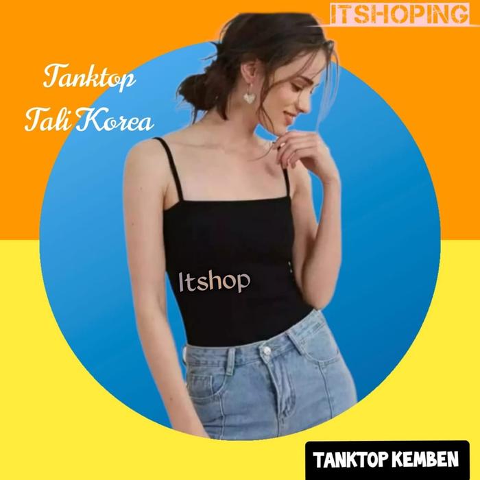ITSHOPING - Premium Tangtop Tali Wanita Jumbo Basic Korean Style Hits 2023 / Tanktop Kemben Size L X