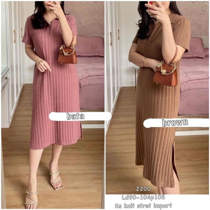 COD DRESS KERAH WANITA KEKINIAN KS KNIT STRET IMPORT PREMIUM Kualitas Tinggi
