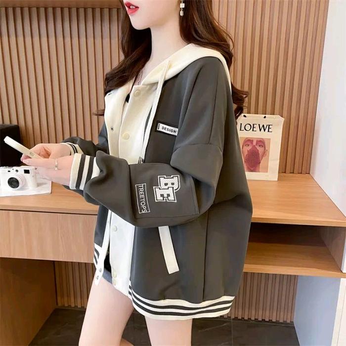 Varsity Hoodie BIG SIZE ( S - 6XL ) Jaket Baseball Mix Kombinasi TreeTops B E Jacket Bomber Korean S