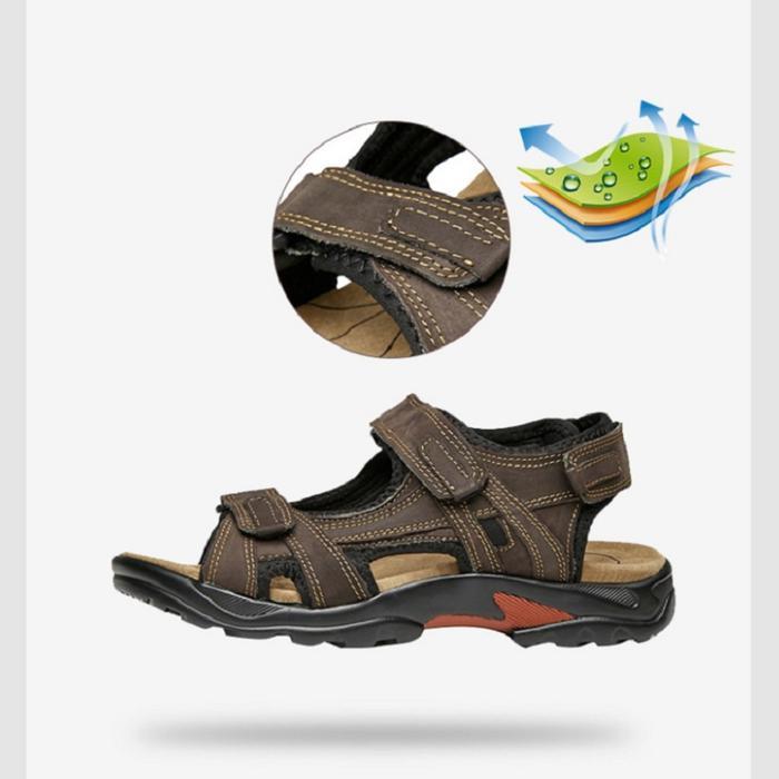 Eiger - Kulit Asli Sandal Hiking Gunung Pria Original Sports Sendal Cowok Sepatu Trekking Keren Adve