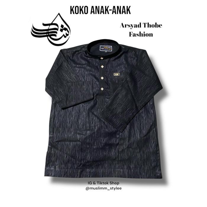 Best seller Baju koko Anak-Anak 6-7 Tahun muslim Arsyad Thobe Bahan Kain Motif Sultan , bagus buat A