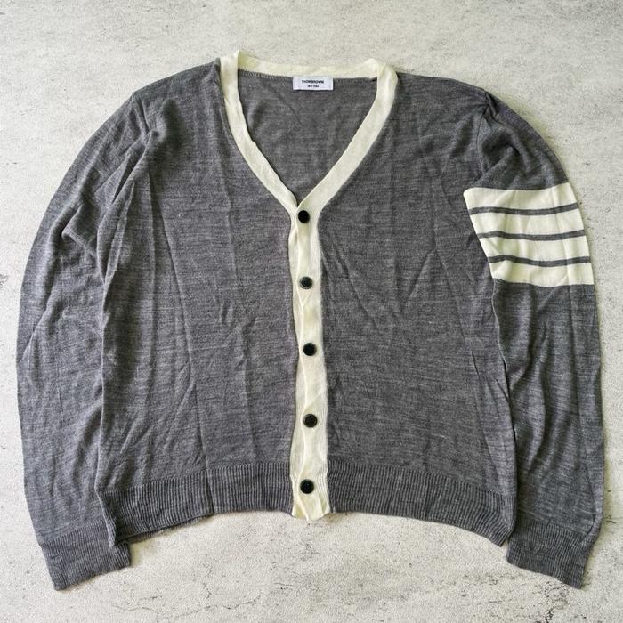 Thom Browne 4 Bar grey cardigan authentic original