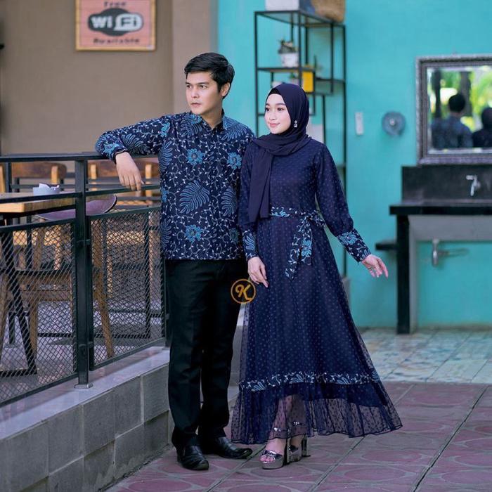 Couple Batik Gamis Keluarga Bahan Kain Katun Halus Sarimbit Gamis Muslim Wanita // Tille Navi