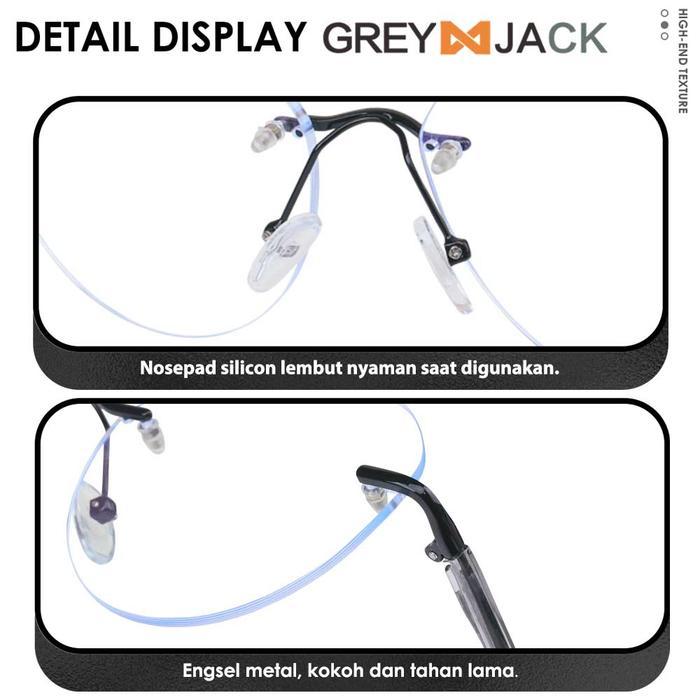 SALE Gray Jack Kacamata Antiradiasi Blueray Rimless Bahan TR+Metal Model Kotak Bisa Minus Pria Wanit