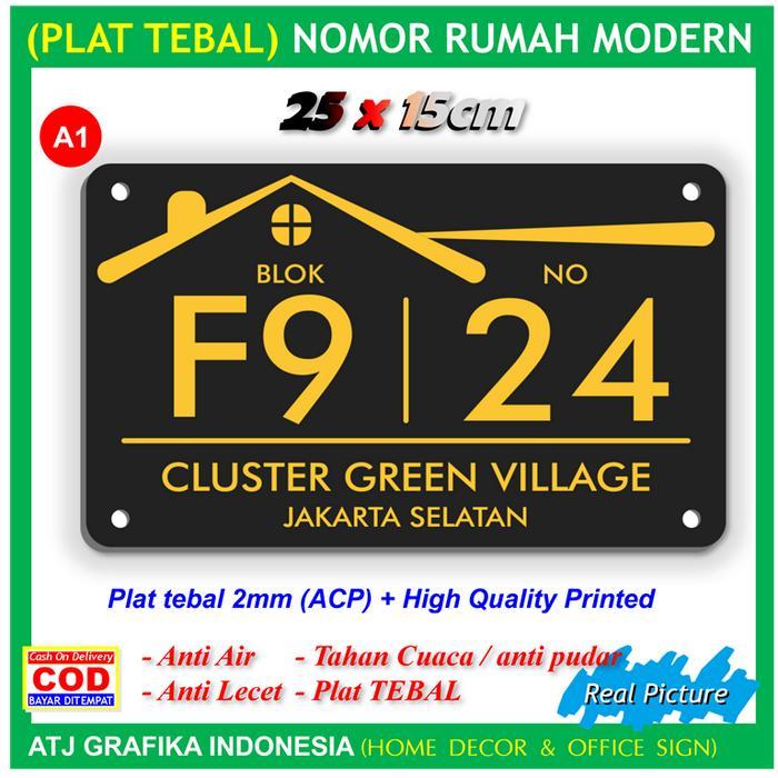 Plat tebal nomor rumah papan alamat nomer angka pintu minimalist cantik free design custom