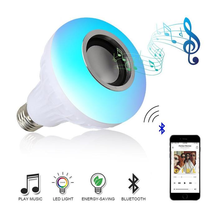 PLEXTONE E27 Speaker Bluetooth Nirkabel + 12W RGB Bohlam Lampu LED