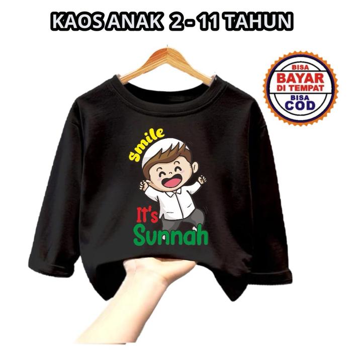 KAOS ANAK LENGAN PANJANG SMILE ITS SUNNAH / BAJU ATASAN ANAK MUSLIM