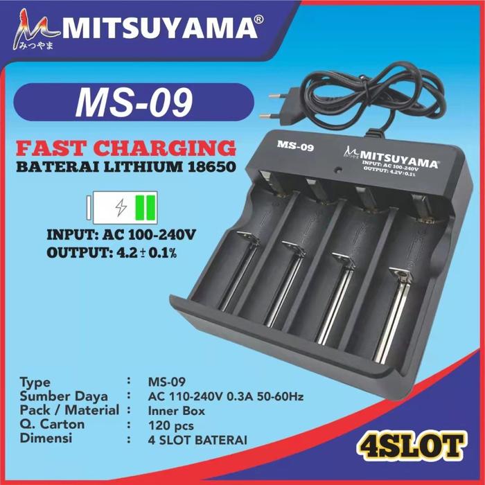 Charger Baterai 4 Slot Mitsuyama MS-09 Charger Baterai 18650 4 Slot Fast Charging Original 14500 266