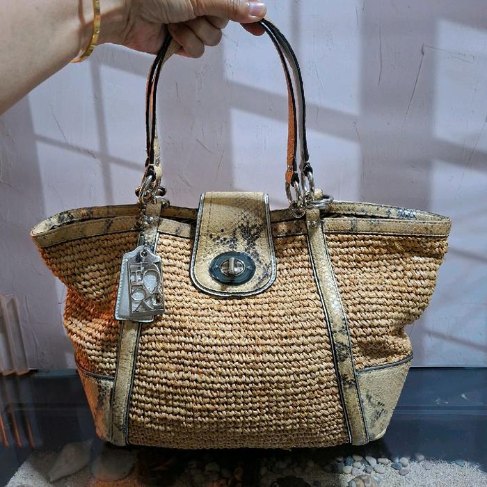 Tas Preloved Shoulder Coc Anyam Mix Snake Skin Rare Vintage