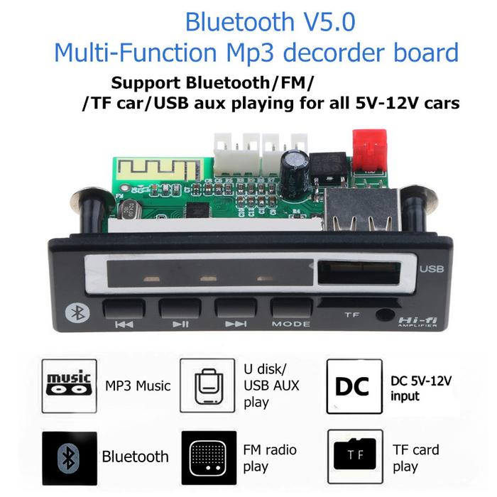 Bluetooth V5.0 MP3 Player Stereo Wireless Receiver 5V 12V Mp3 Decoder