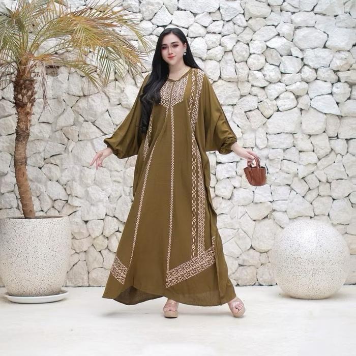 Kaftan Hajar Super Jumbo Daster Lowo Rayon Dress Wanita Busui By Afareen Mode