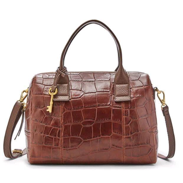 Tas Fossil Jori Satchel Croco Brown