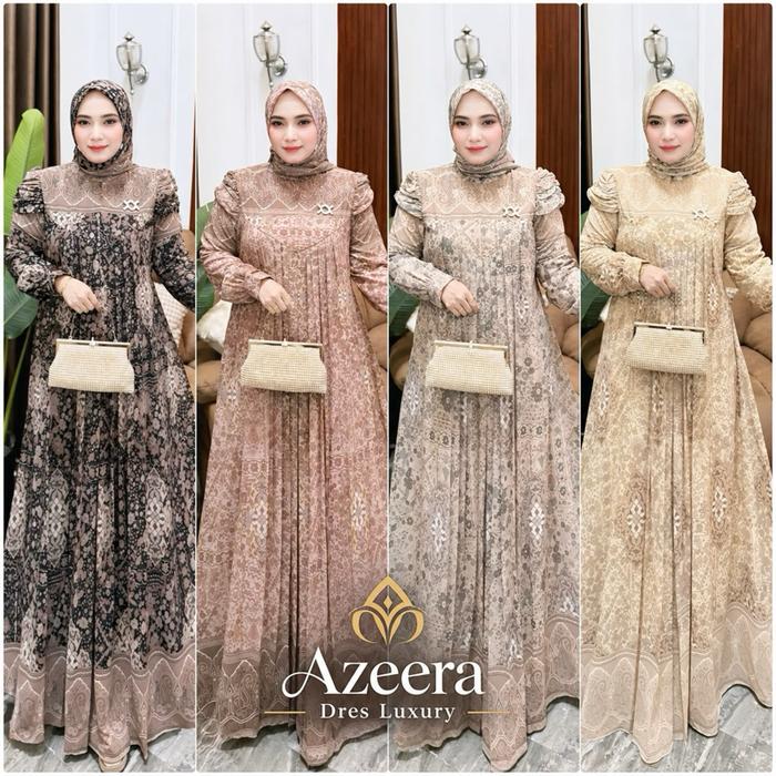 AZEERA Dress Babydoll Casmiere Edition Full Furing Set Hijab