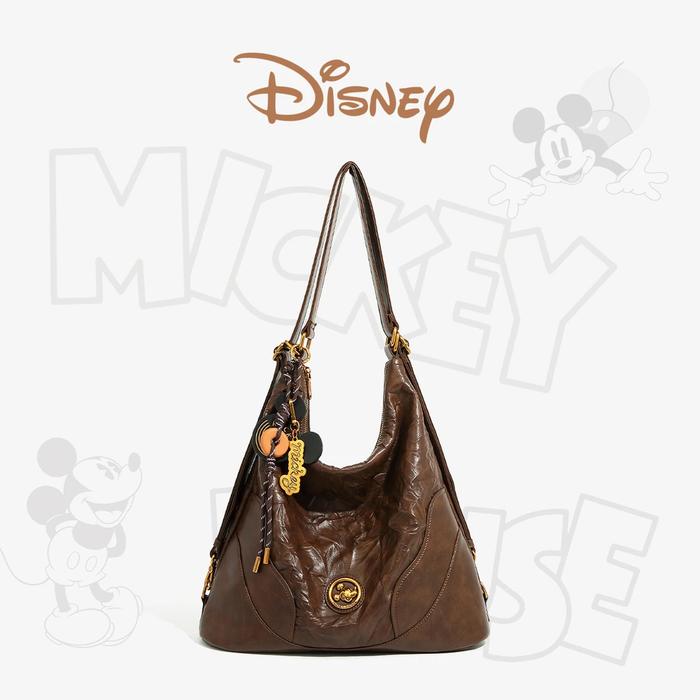 Tas Selempang & Bahu Vintage Brown Disney Mickey Mouse Hobo Bag Lather Premium | 25063