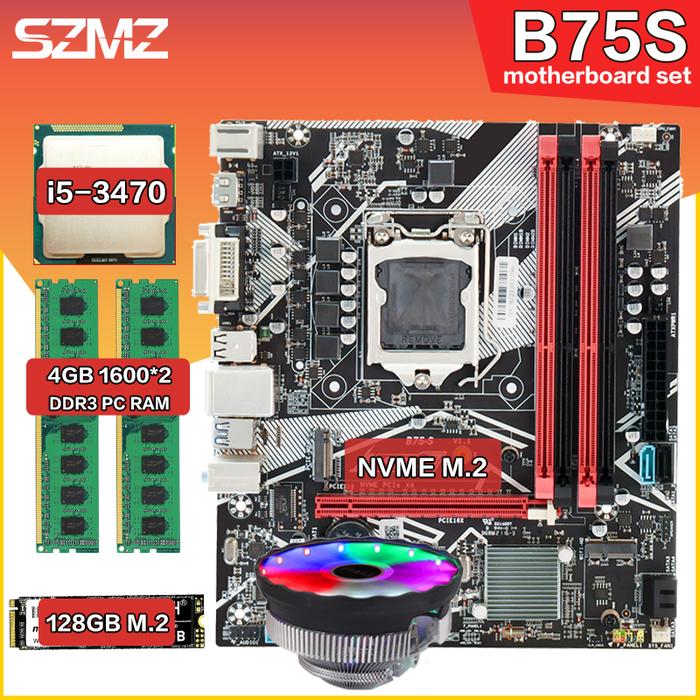 SZMZ LGA1155 B75 Motherboard Set With Intel Core I5 3470 2pcsx4GB=