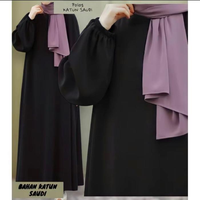 ABAYA POLOS KATUN SAUDI ALKHATIB COLLECTION BUSANA MUSLIMAH WANITA GAMIS DRESS BAJU LEBARAN TREND Ka
