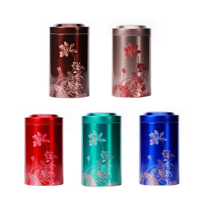 Round Cake Tea Storage Box Flower Tea Candle Jar Desk Metal Organizer