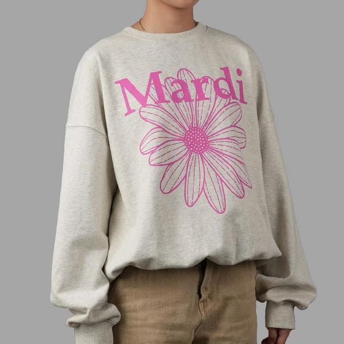 CN KOREA MARDI MISTY SABLON Sweater Wanita dengan Desain Bunga Pink dan Tulisan Mardi untuk Gaya San
