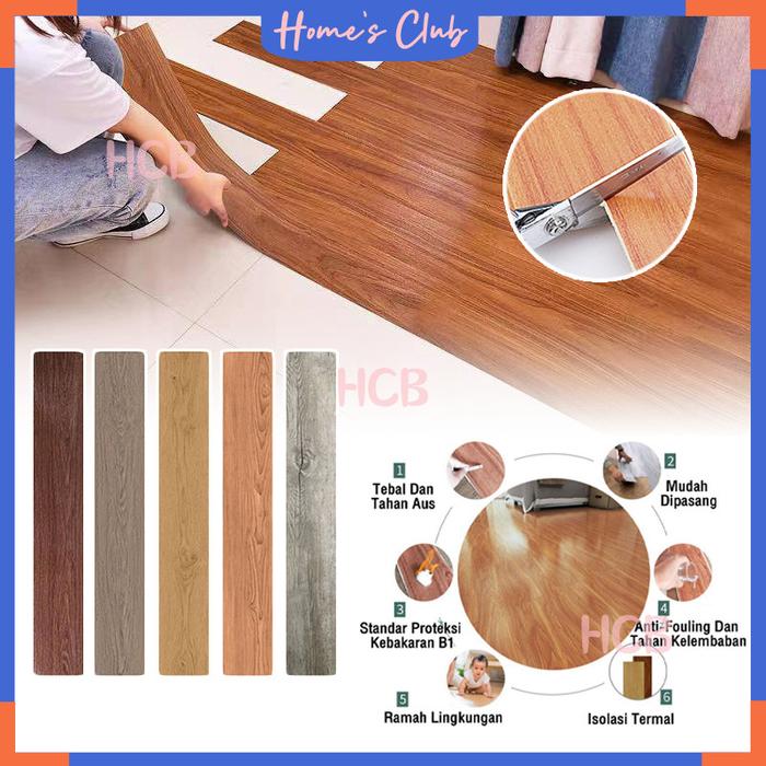 Sticker Vinyl Lantai Bahan 91,5cm X 15cm / Lantai Perekat Motif Kayu / Vinil Sticker Perekat
