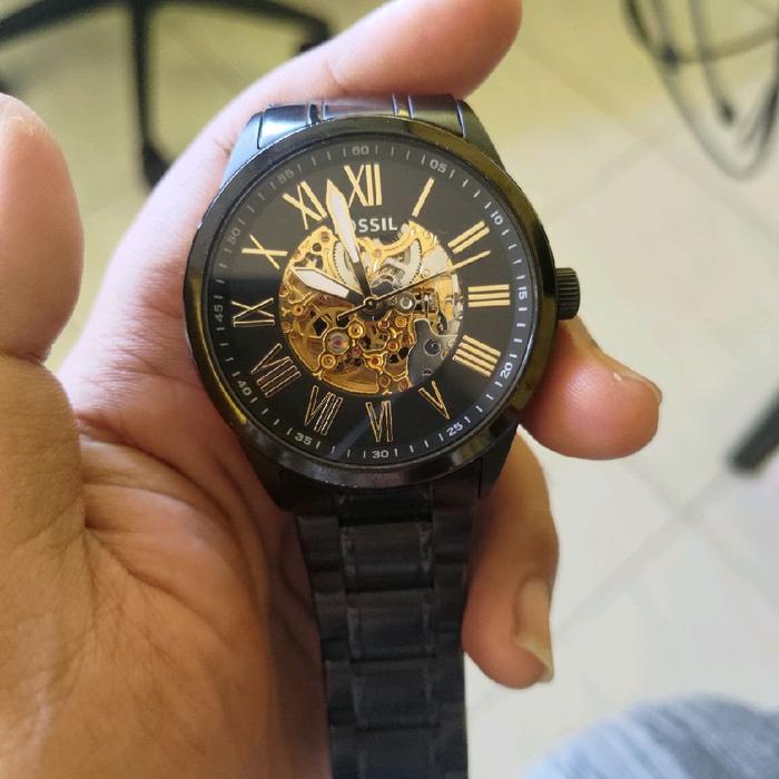 Fossil Jam Tangan BQ2092 Automatic Stainless Steel 5 ATM Tali Stainless Steel Tampilan Roman Numeral