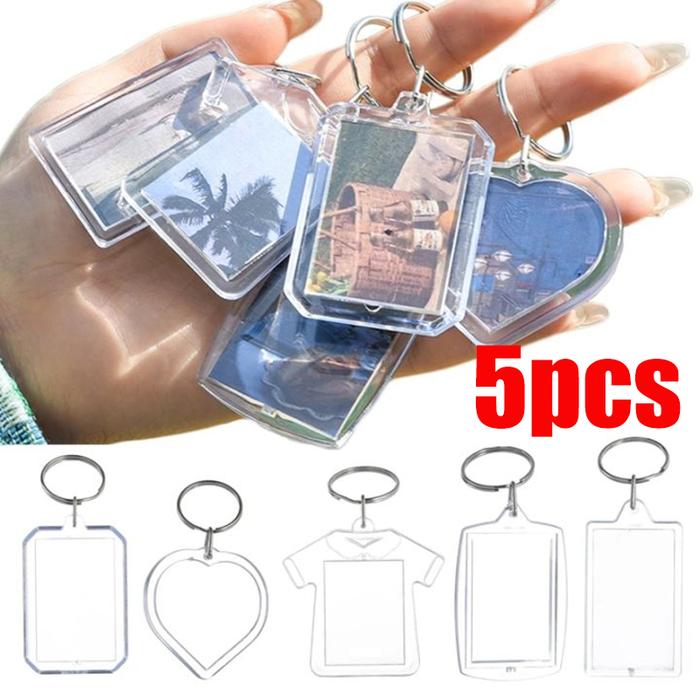 Acrylic Photo Frame Keychain with Tassels Snap-In Custom Insert Photo Acrylic Blank Key Ring Clear B