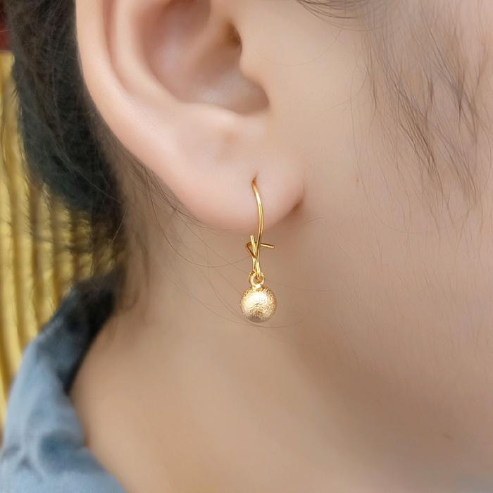 Anting Bola Pasir Model Kaitan Pancing - Anting-Anting Wanita - Earrings