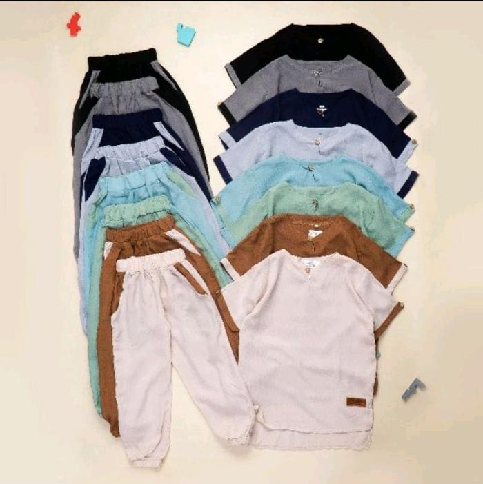 1-4th set koko anak SAHL rayon crinkle kahatex setelan koko anak laki laki