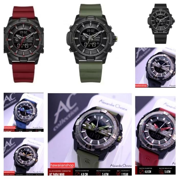 Jam tangan Dual Time Alexandre Christie pria  AC 9370 /AC 9375 / AC 9404MH  Original