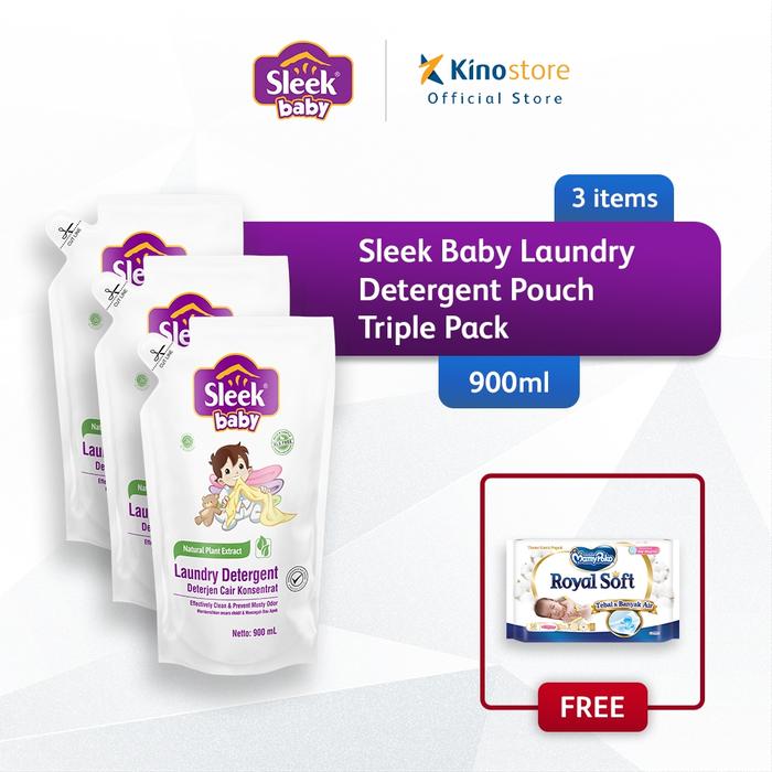 Sleek Baby Laundry Detergent Pouch 900ml Triple Pack