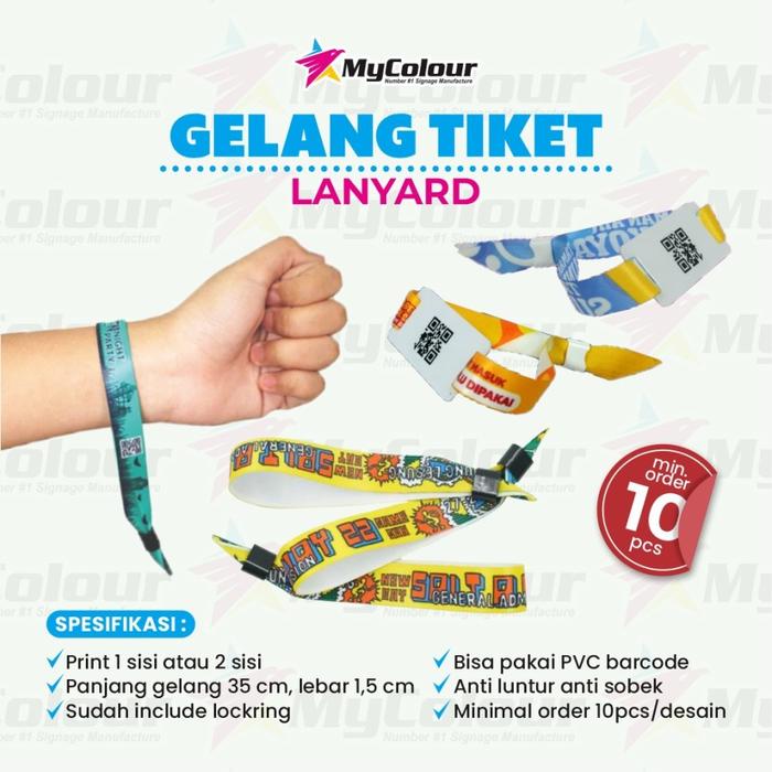 Tiket Gelang Lanyard Custom - 1.5 cm 1 SISI+PVC