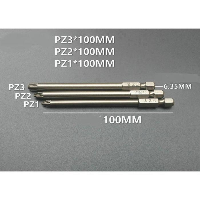L100mm 5Pcs Pozidriv Screwdriver Bit PZ1 PZ2 PZ3 Magnetic Screwdriver