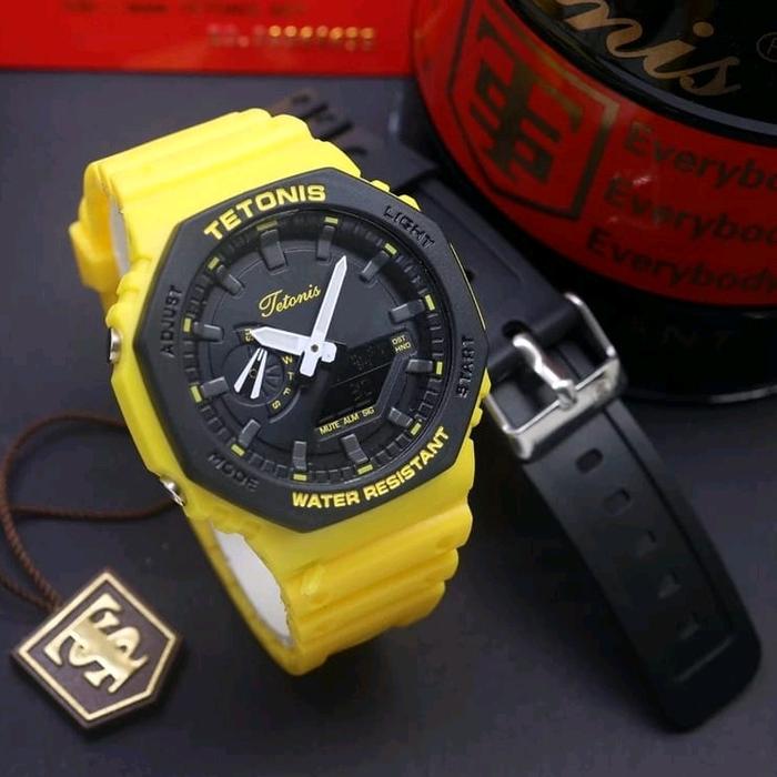 Jam Tangan Pria Tetonis Double Time Original Analog-Digital Rubber