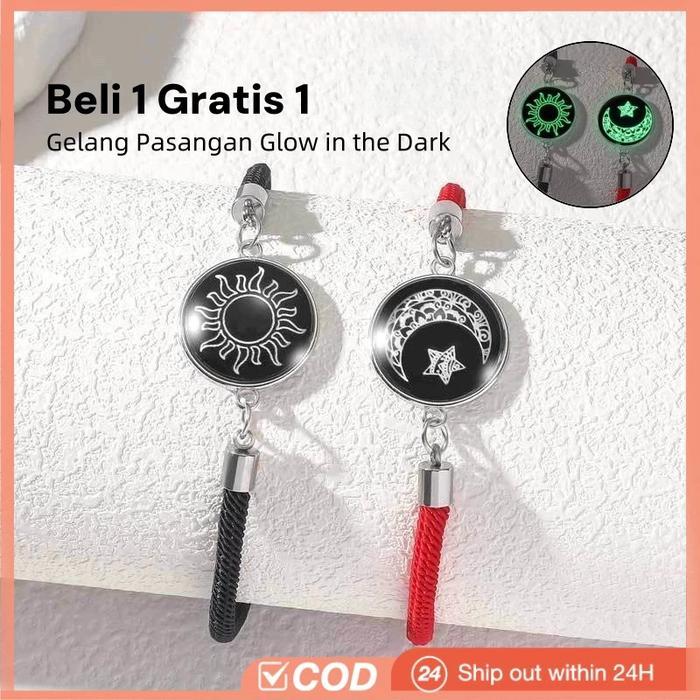 COD 【Beli 1 Gratis 1】Gelang Couple Pasangan Glow in the Dark Bintang Bulan Titanium Gelang  You And 