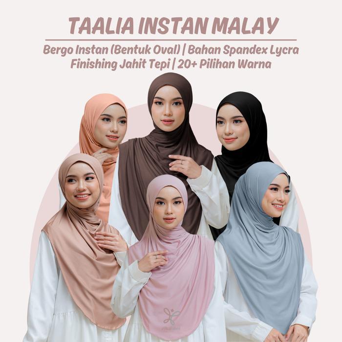 TAALIA INSTAN MALAY / Bergo Putar Spandex Lycra Instant Oval Premium / Hijab Silang Jersey Adem Lemb