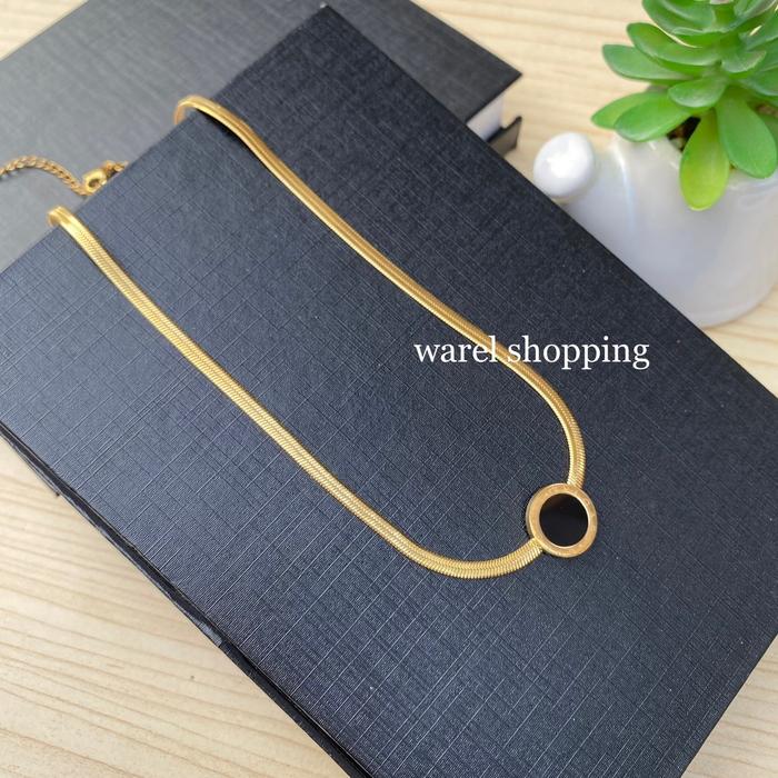 PROMO KALUNG WRLS MODEL PIPIH LIONTIN CASANDRA BULGAR1 GOLD WANITA ANTI KARAT Rantai Silver Stainles
