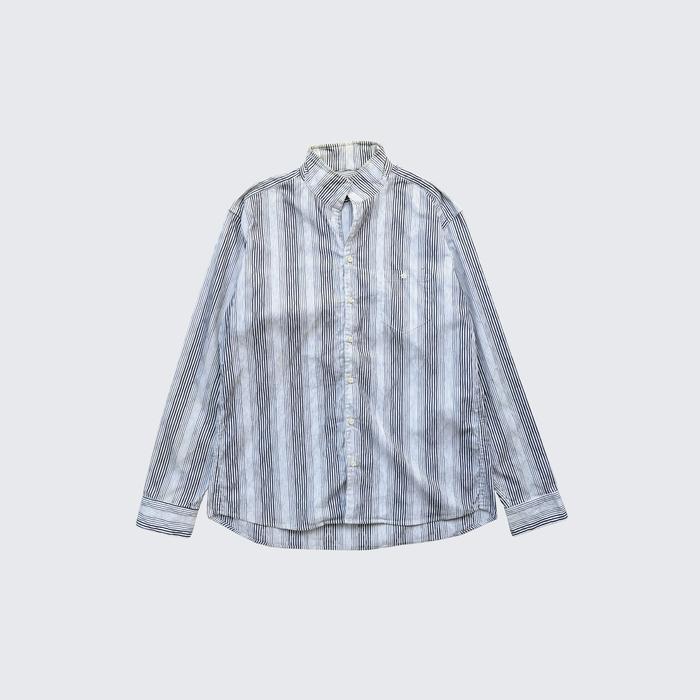 Black White Vintage Hideaways Nicole Stripes Tuck Jacquard L/S Shirt - Unisex - M/L