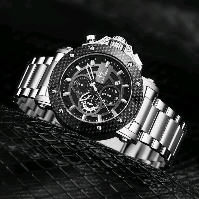 JAM TANGAN PRIA EVANS JAYDEN EJ-9842 ST STRAP STAINLESS STEEL BERGARANSI MESIN 1TH Quartz