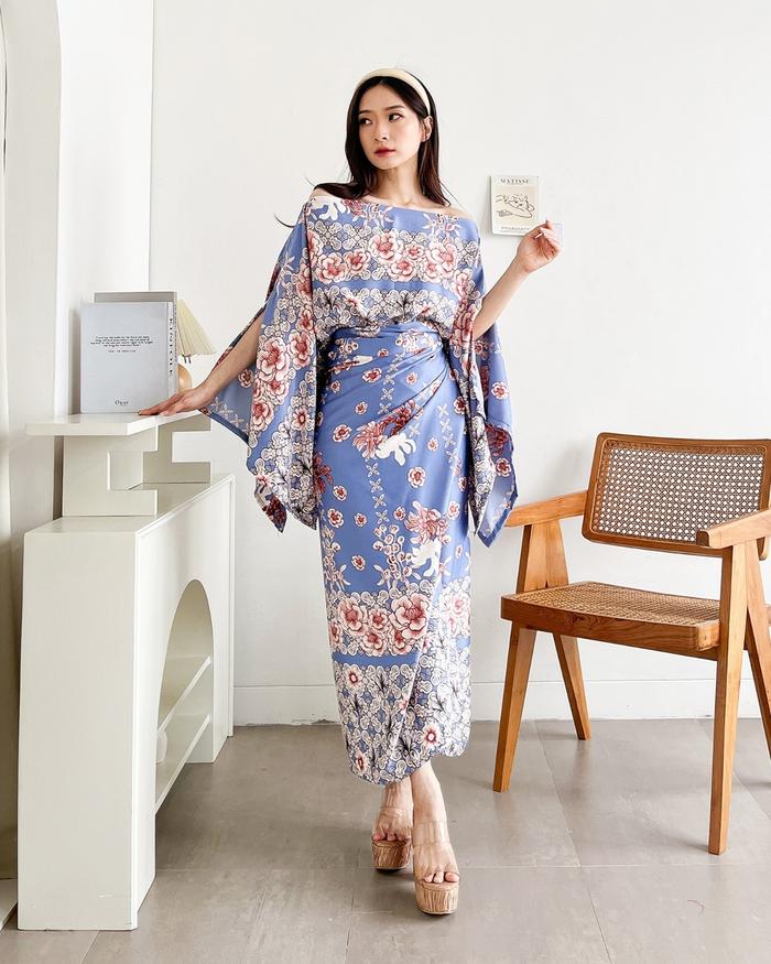 Set Batik Madison Matt Full Katun Rayon Motif Batik Atasan LD110-120cm Model Batwing Kalong Rok Lili