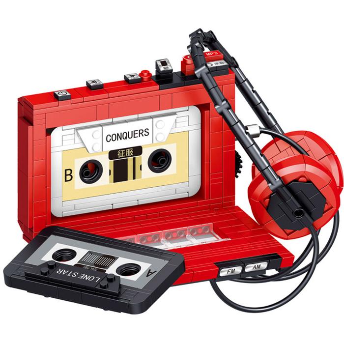 Creative Retro Walkman Headset Coffeemaker Model Building Blocks