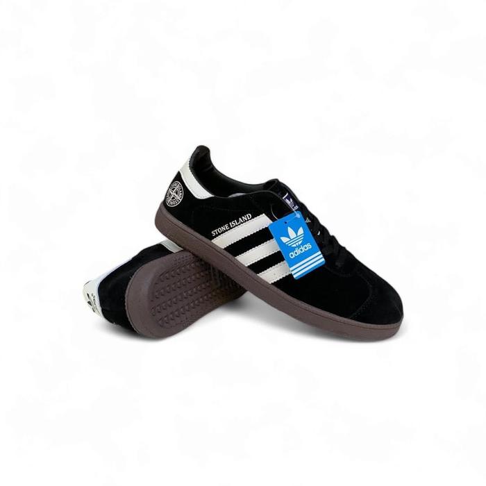 Sepatu Sneakers Pria Adidas Samba x Stone Island – Hitam Putih Premium Quality
